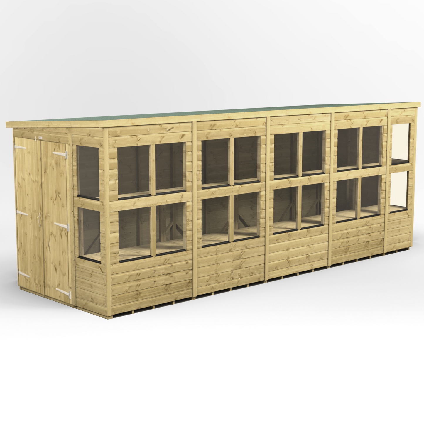 Premium Holz-Gewächshaus mit Pultdach