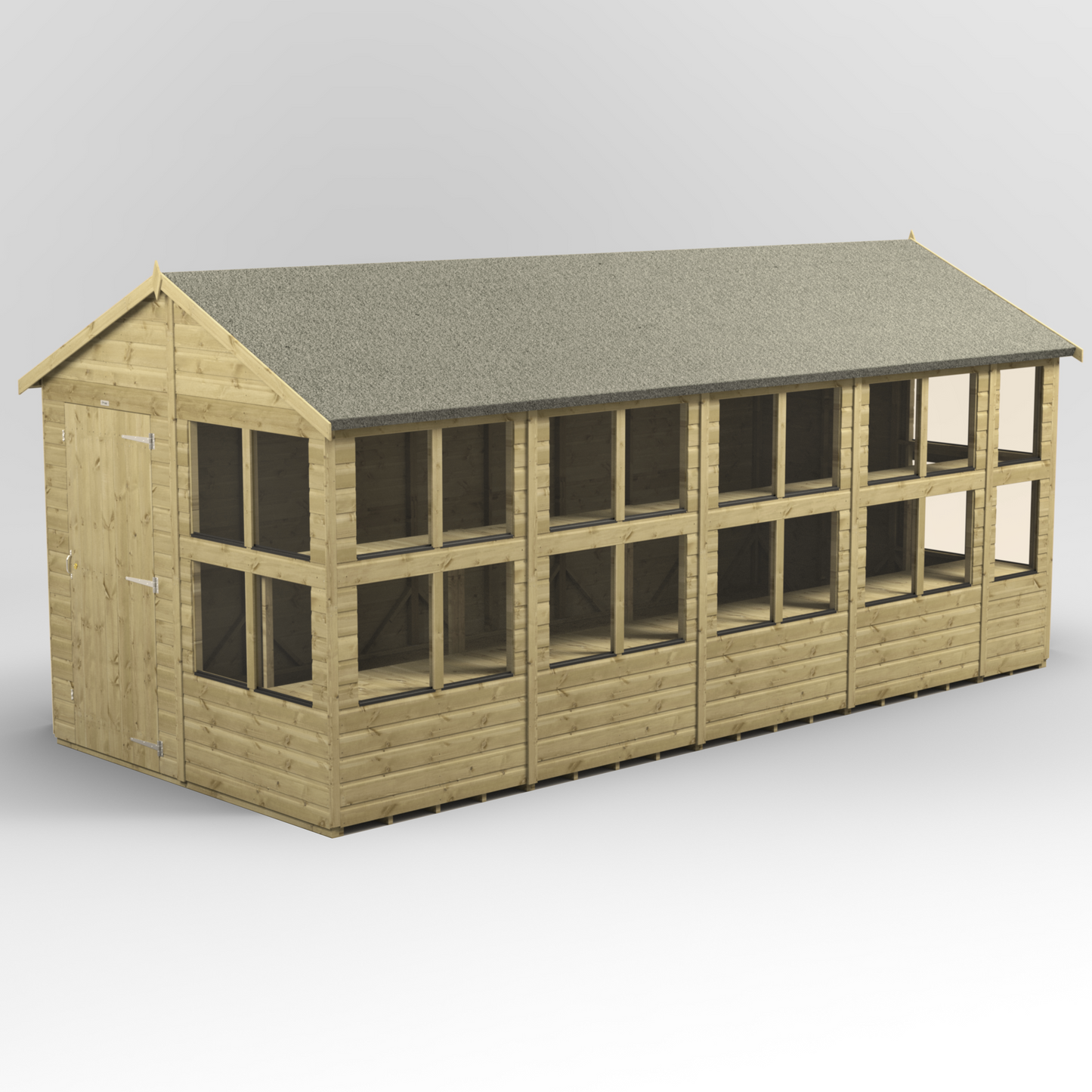 Premium Holz-Gewächshaus mit Satteldach