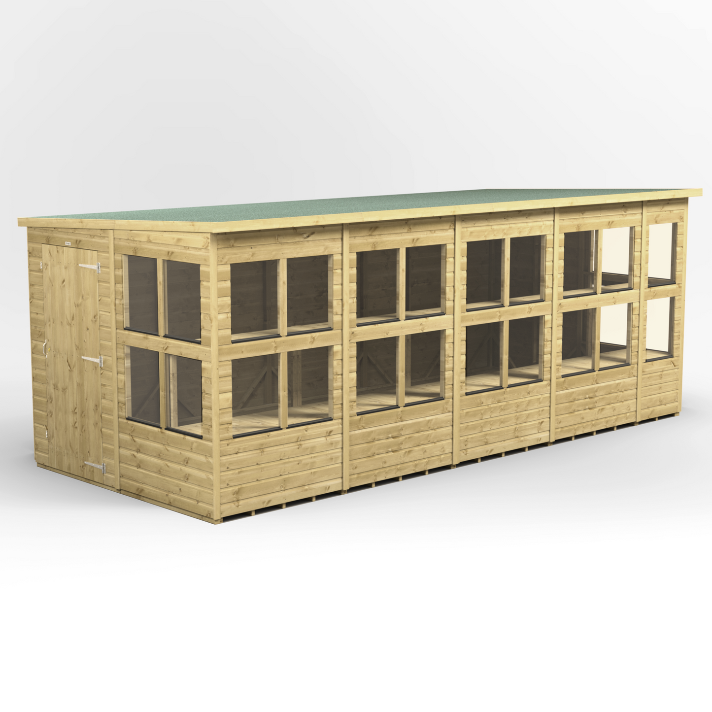 Premium Holz-Gewächshaus mit Pultdach