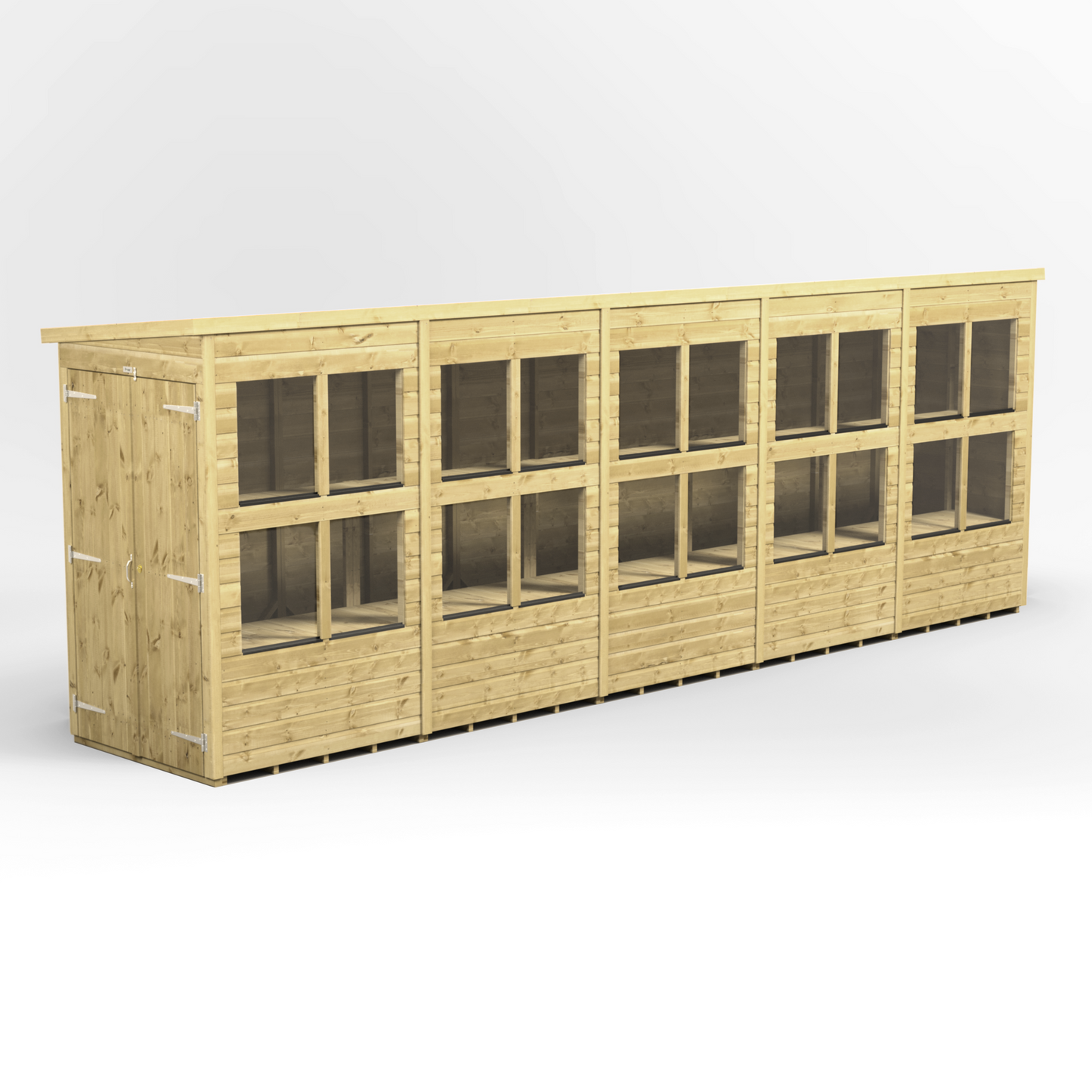 Premium Holz-Gewächshaus mit Pultdach