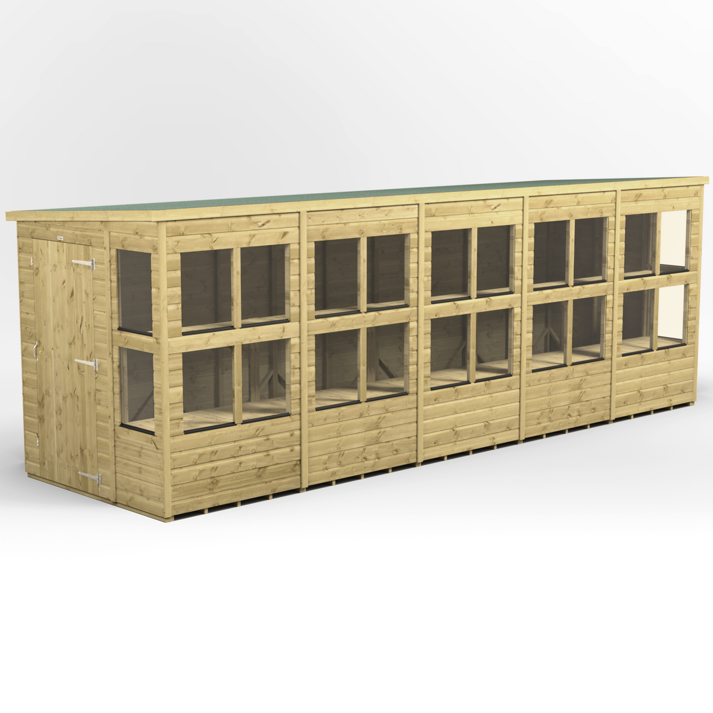 Premium Holz-Gewächshaus mit Pultdach