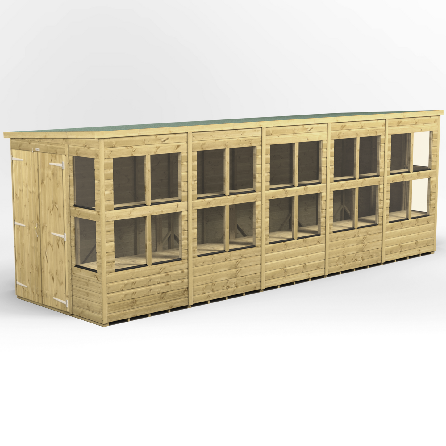 Premium Holz-Gewächshaus mit Pultdach