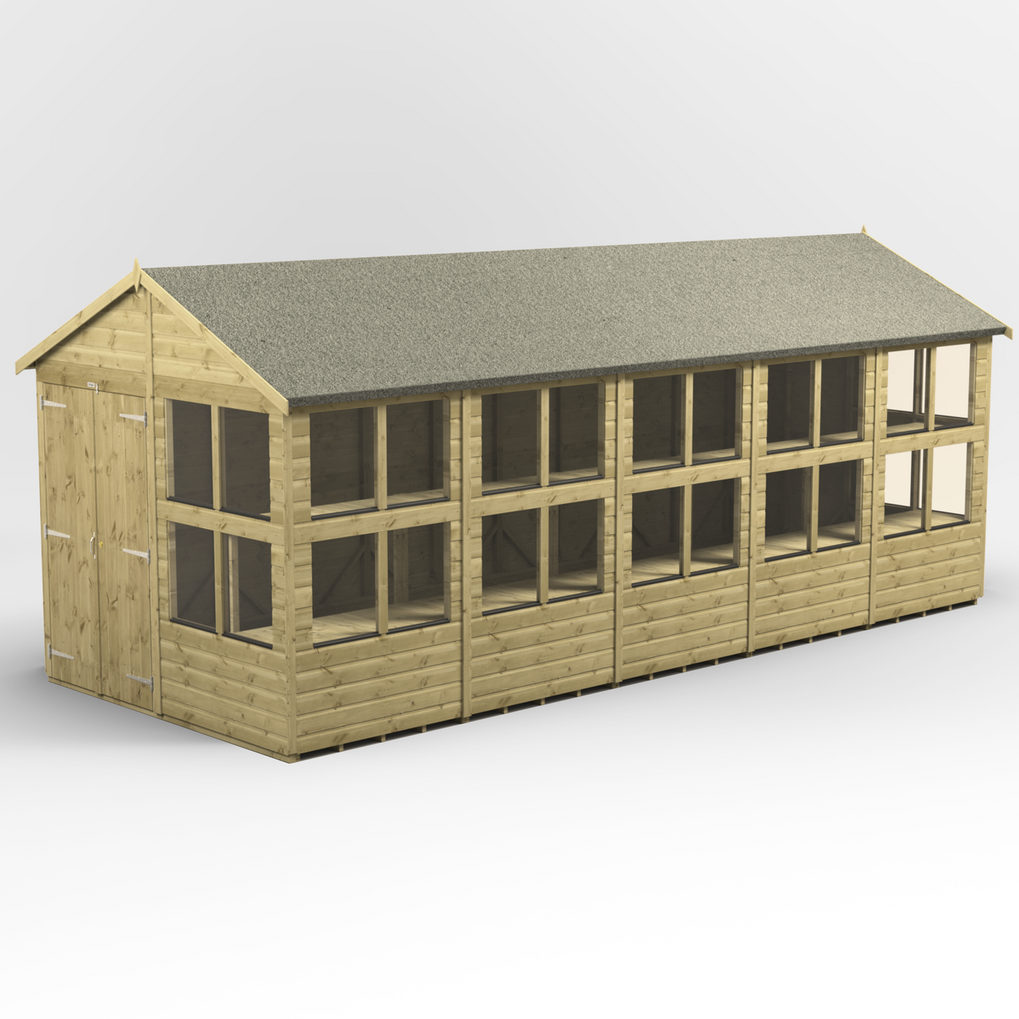 Premium Holz-Gewächshaus mit Satteldach