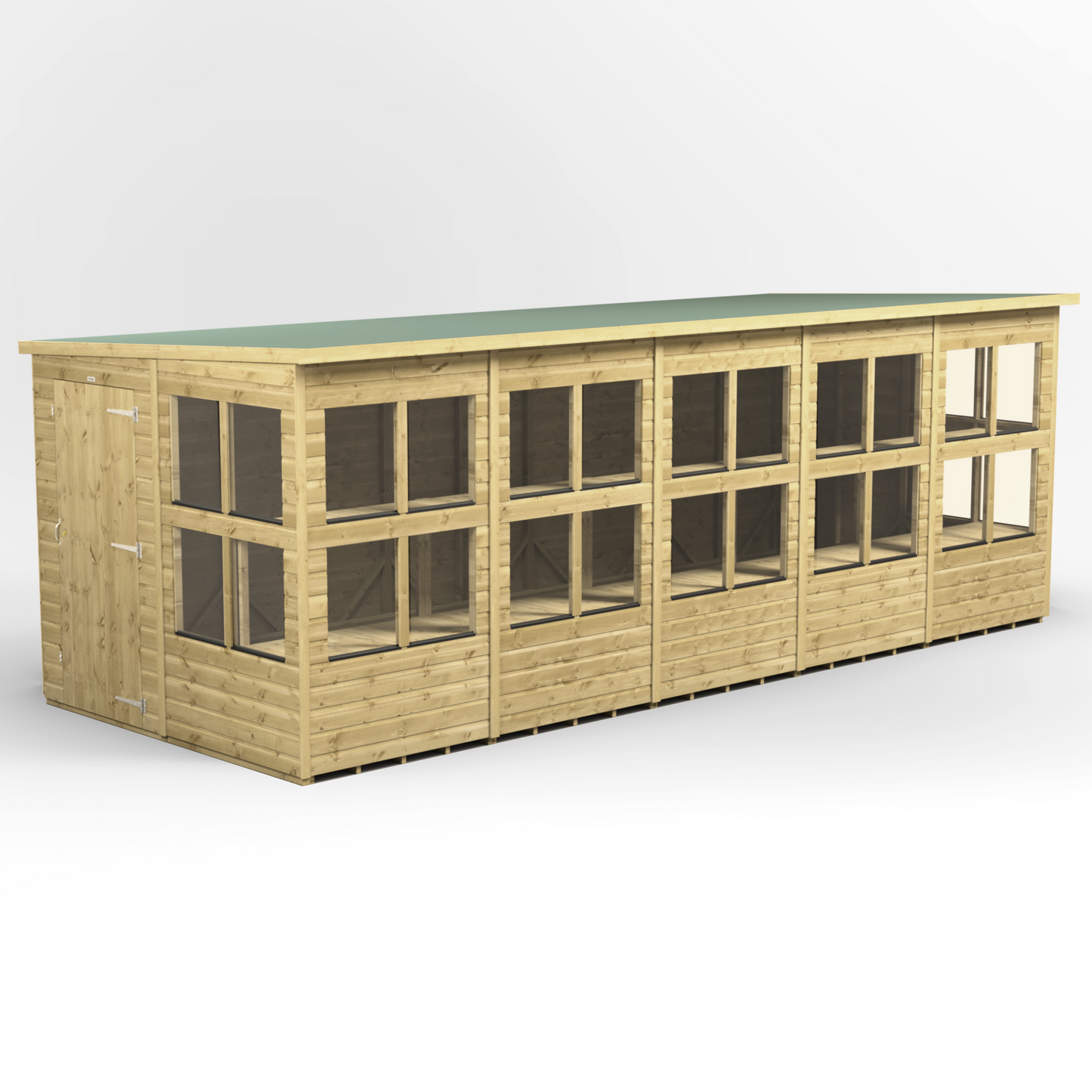 Premium Holz-Gewächshaus mit Pultdach