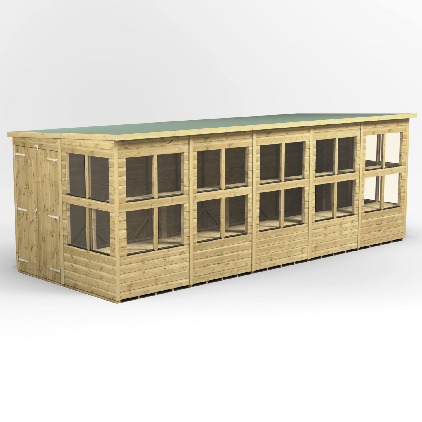 Premium Holz-Gewächshaus mit Pultdach