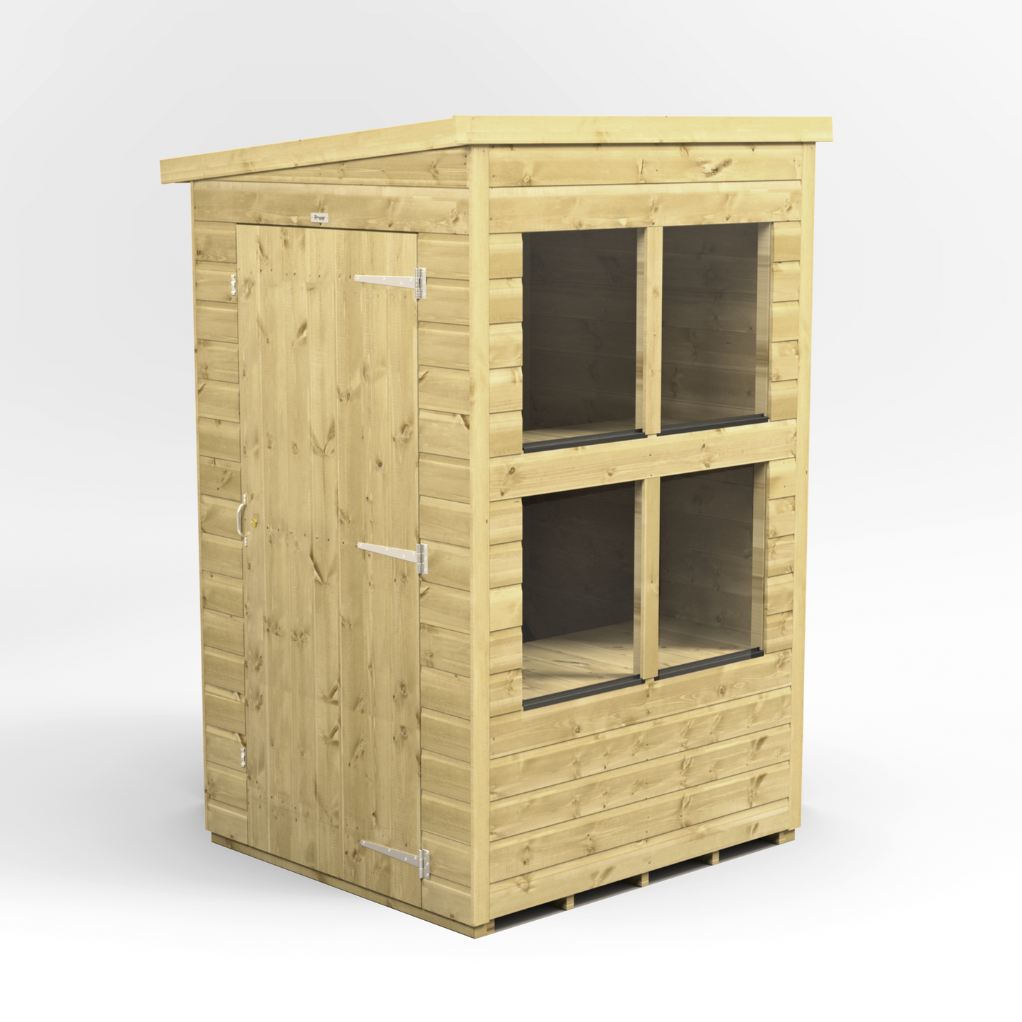 Premium Holz-Gewächshaus mit Pultdach