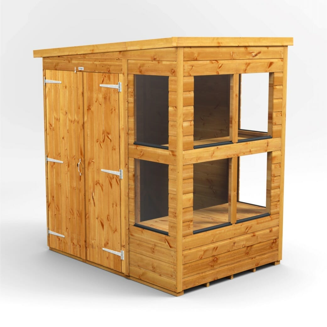Holz-Gewächshaus mit Pultdach
