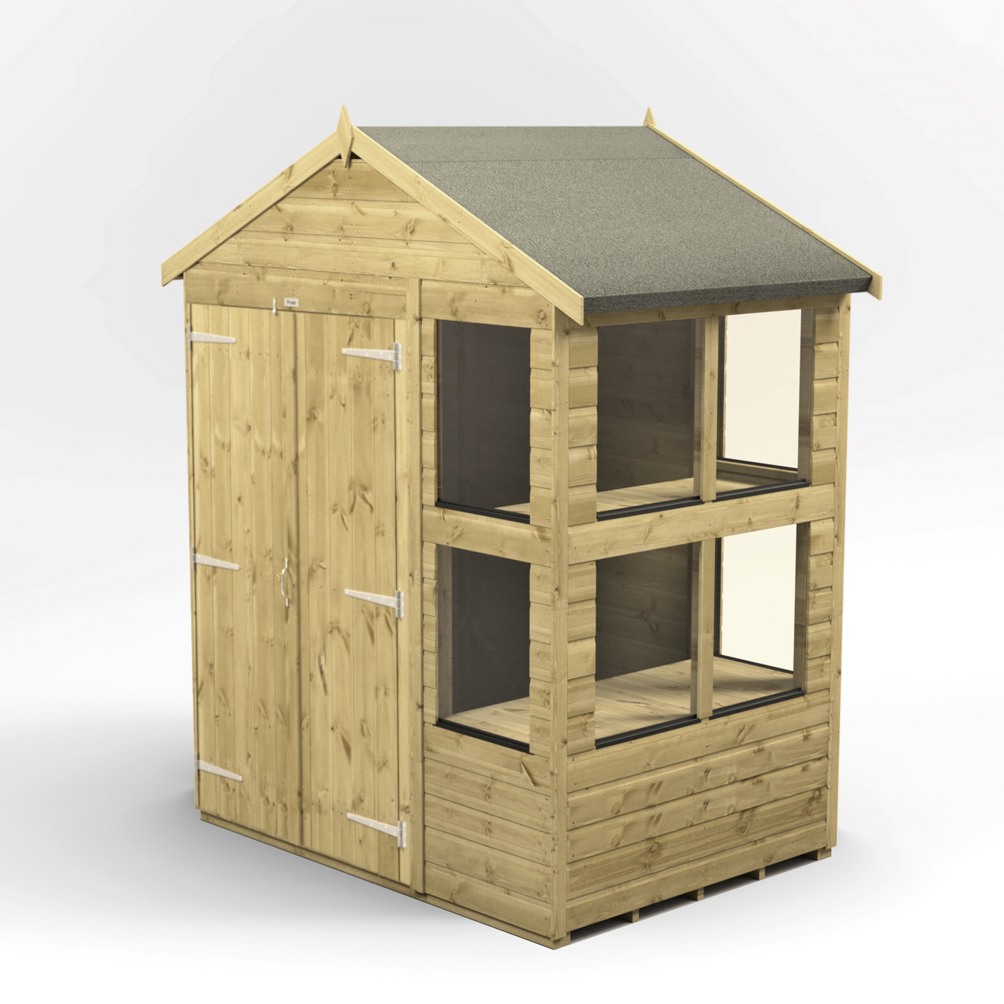 Premium Holz-Gewächshaus mit Satteldach