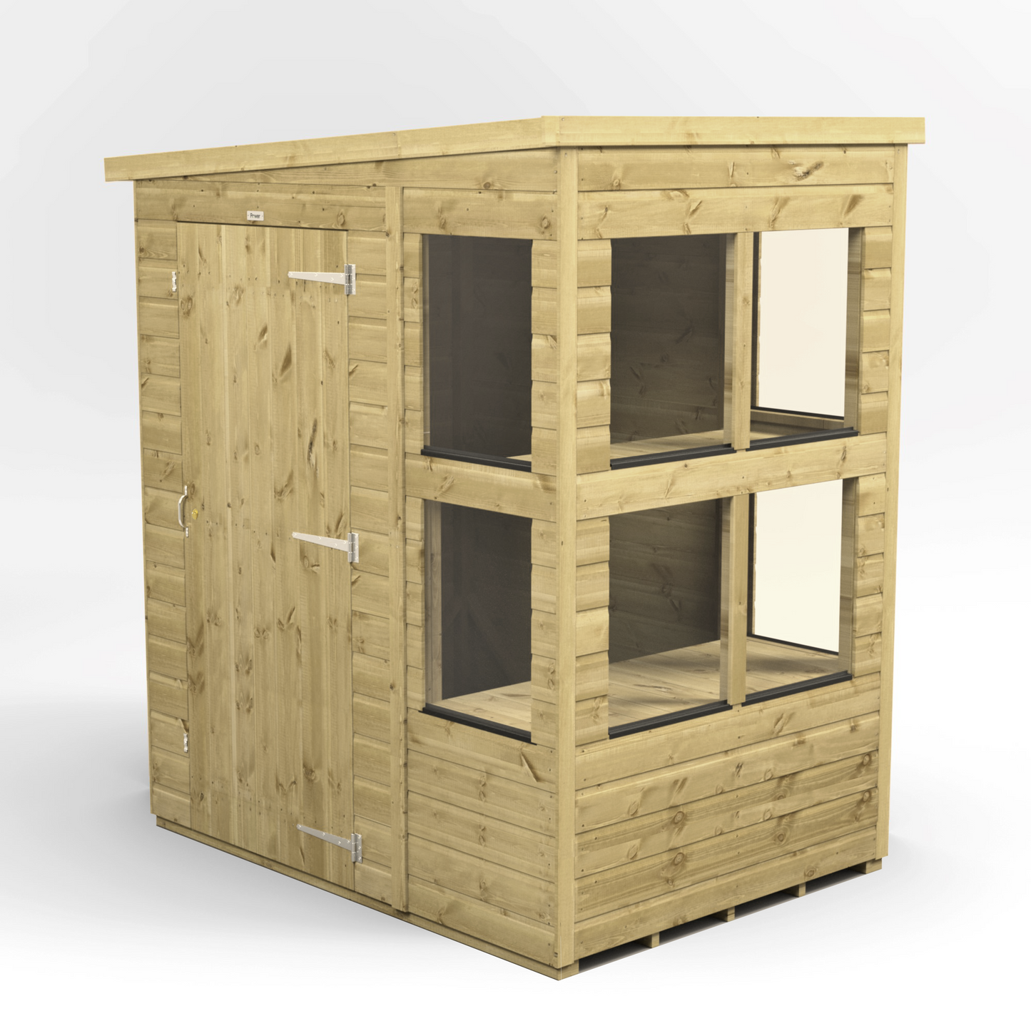Premium Holz-Gewächshaus mit Pultdach