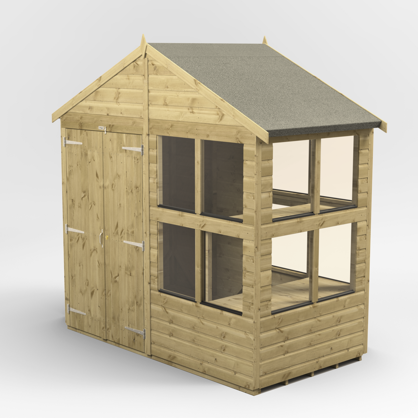 Premium Holz-Gewächshaus mit Satteldach