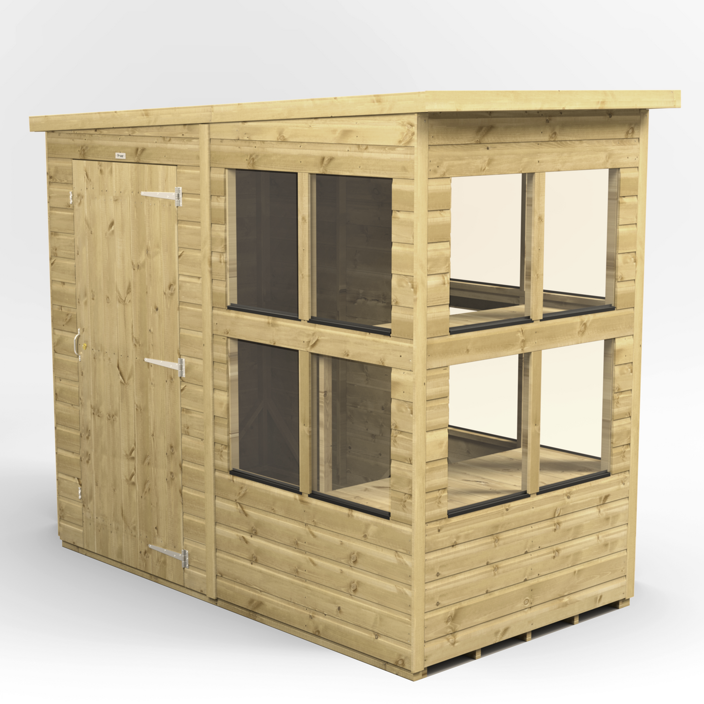 Premium Holz-Gewächshaus mit Pultdach