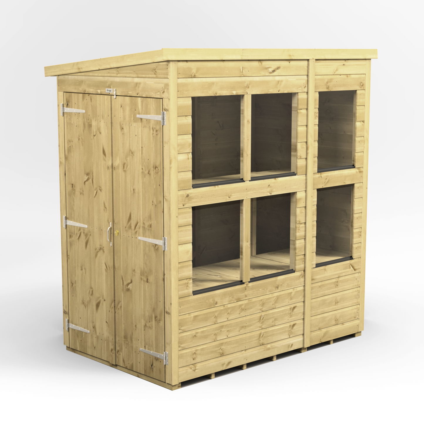 Premium Holz-Gewächshaus mit Pultdach