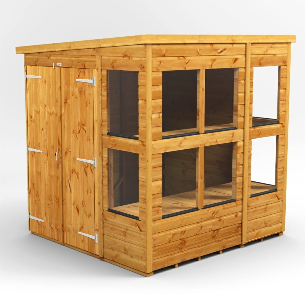 Holz-Gewächshaus mit Pultdach