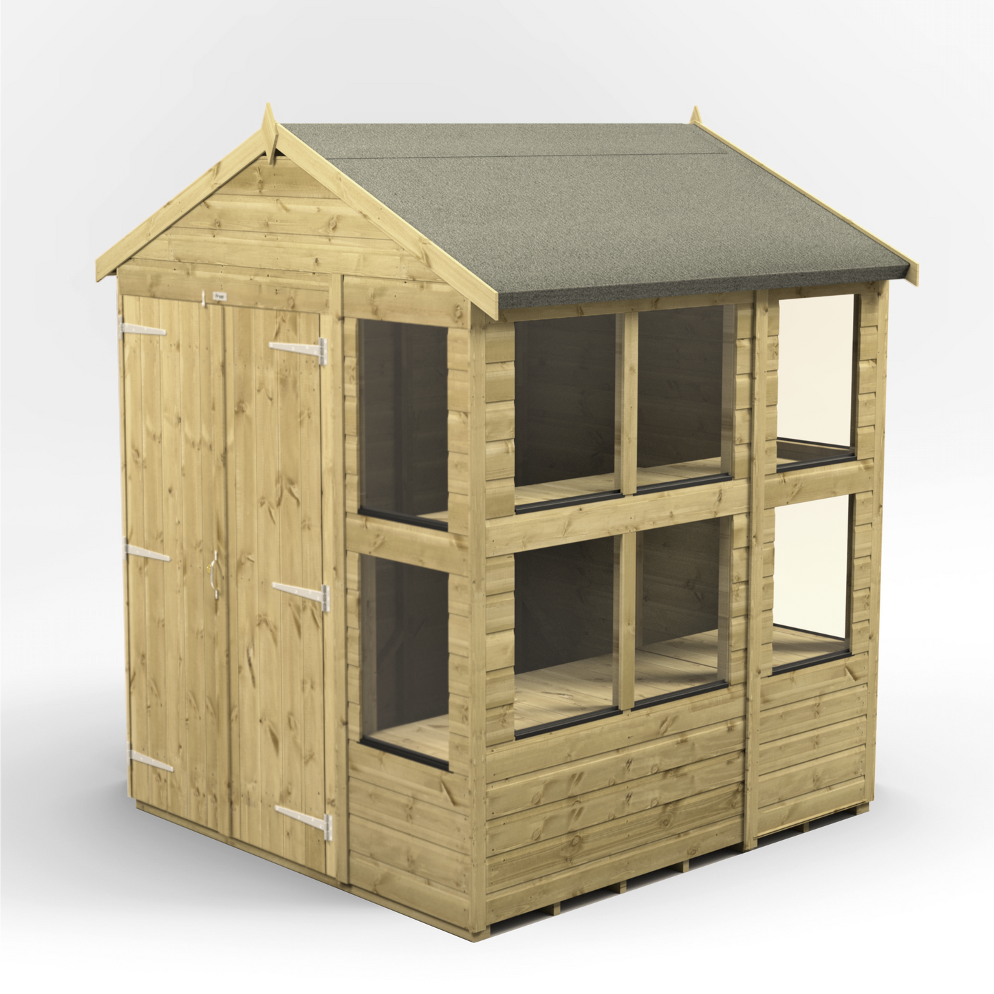 Premium Holz-Gewächshaus mit Satteldach