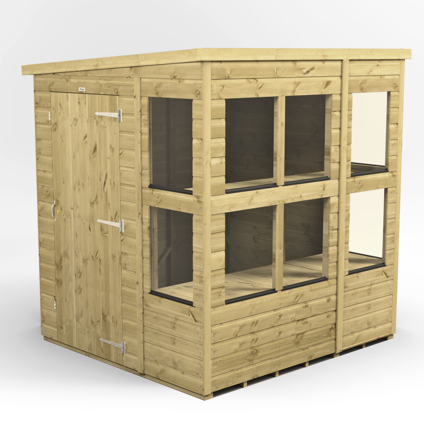 Premium Holz-Gewächshaus mit Pultdach