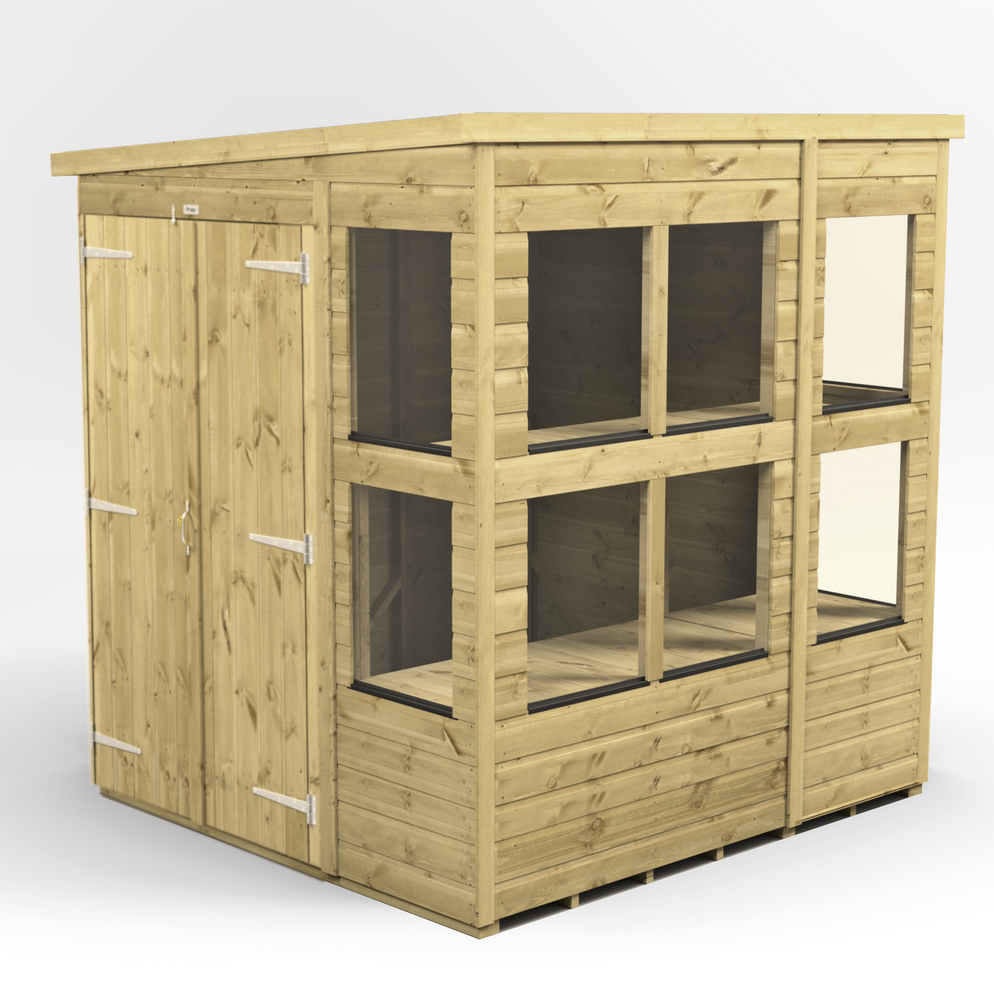 Premium Holz-Gewächshaus mit Pultdach