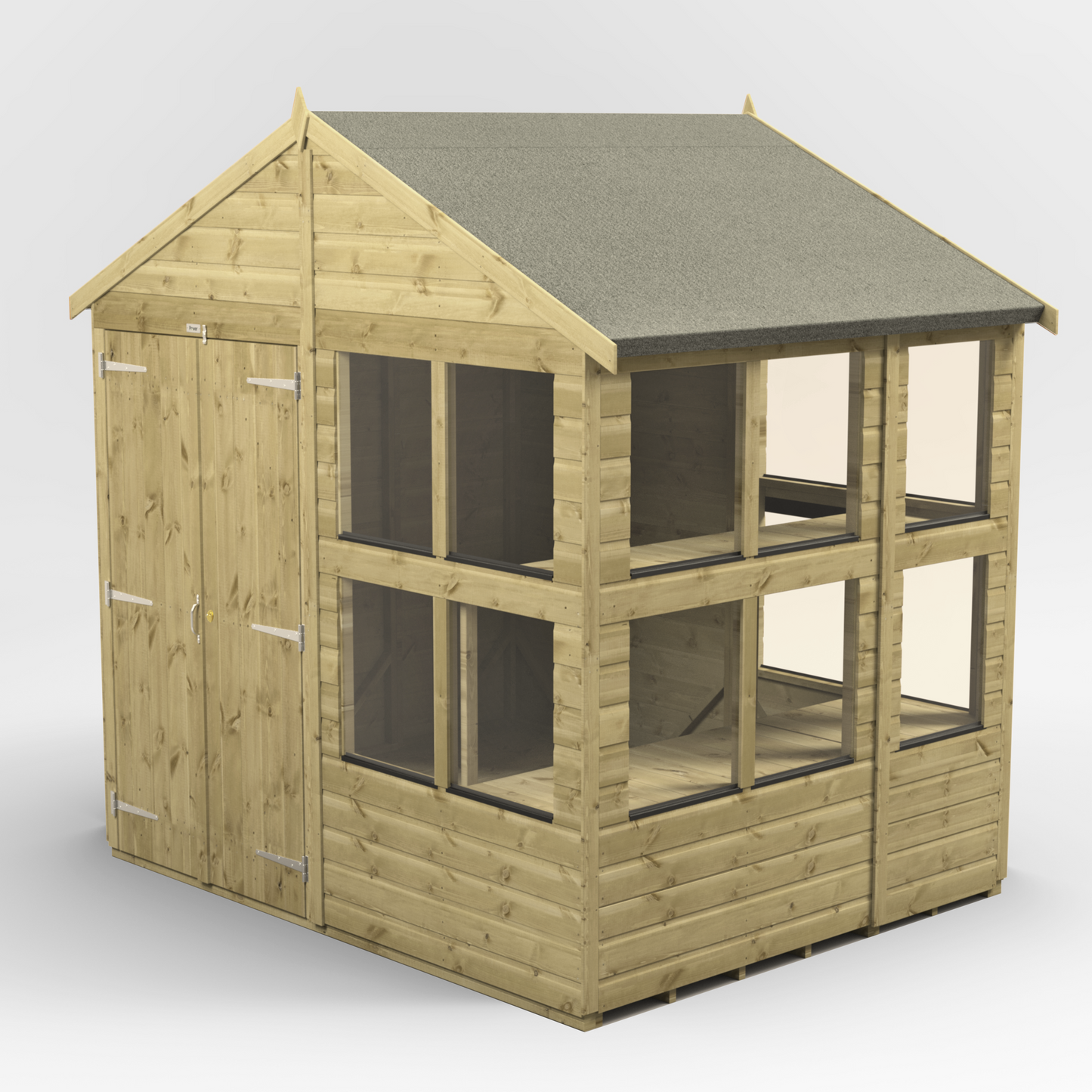 Premium Holz-Gewächshaus mit Satteldach