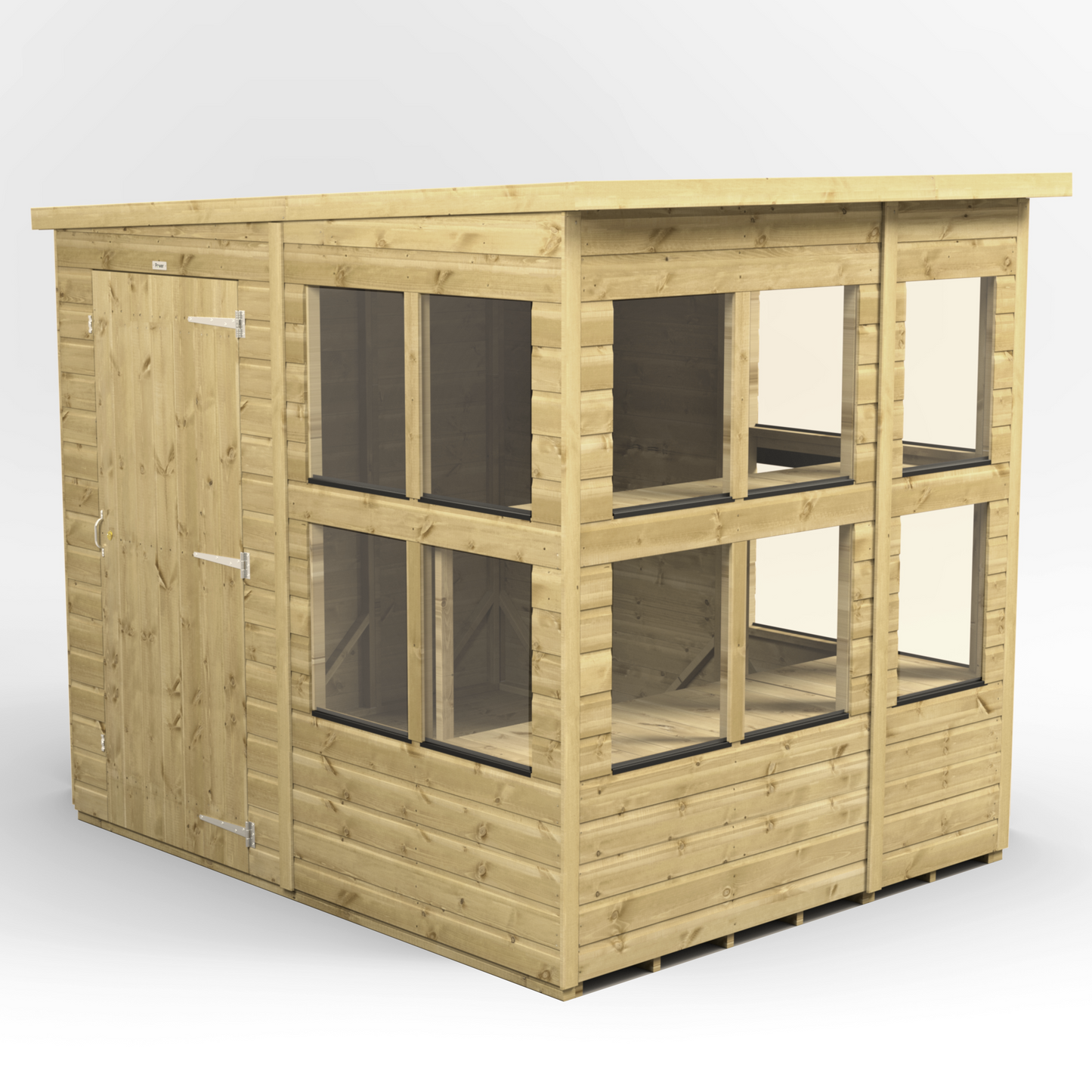 Premium Holz-Gewächshaus mit Pultdach