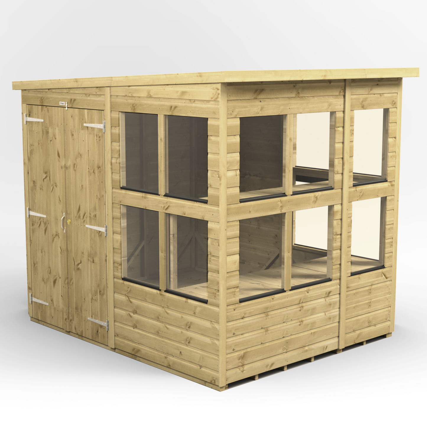 Premium Holz-Gewächshaus mit Pultdach