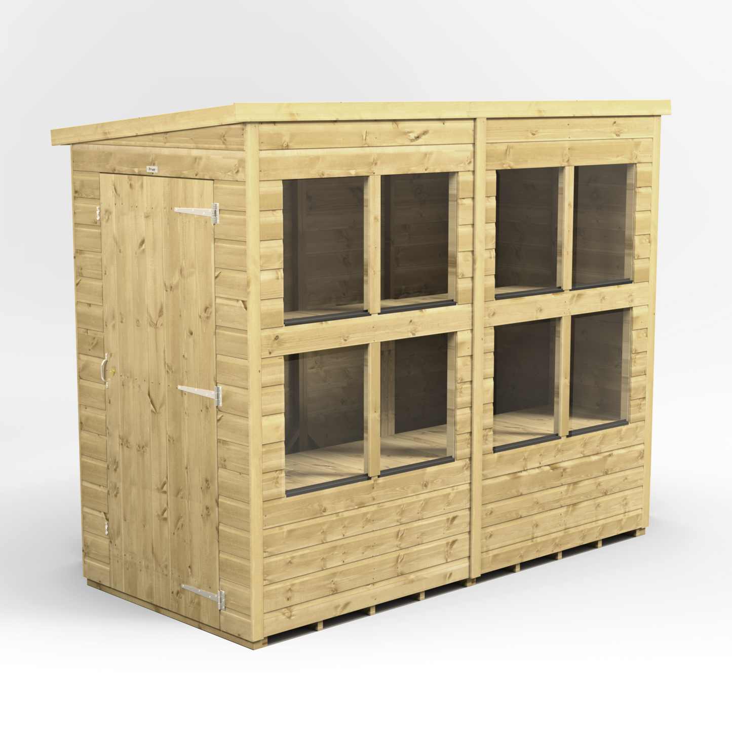 Premium Holz-Gewächshaus mit Pultdach