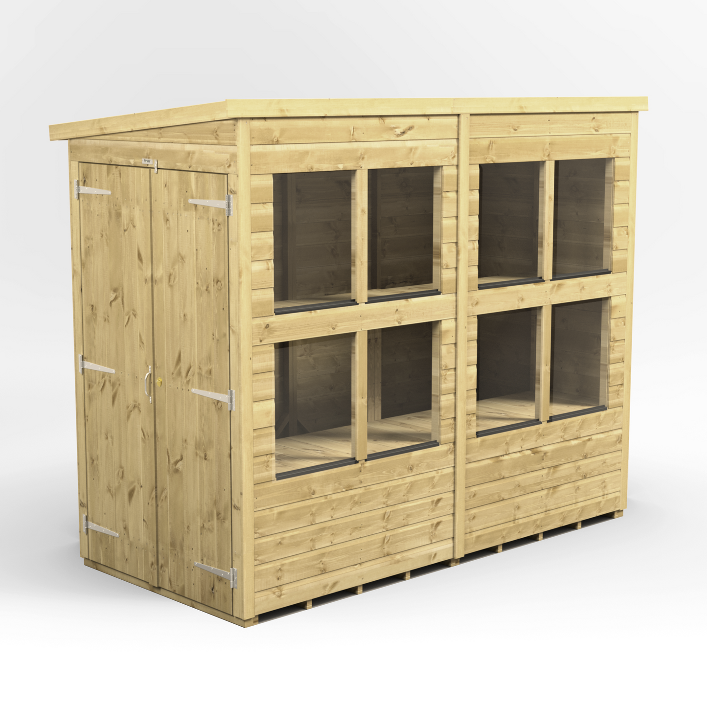 Premium Holz-Gewächshaus mit Pultdach