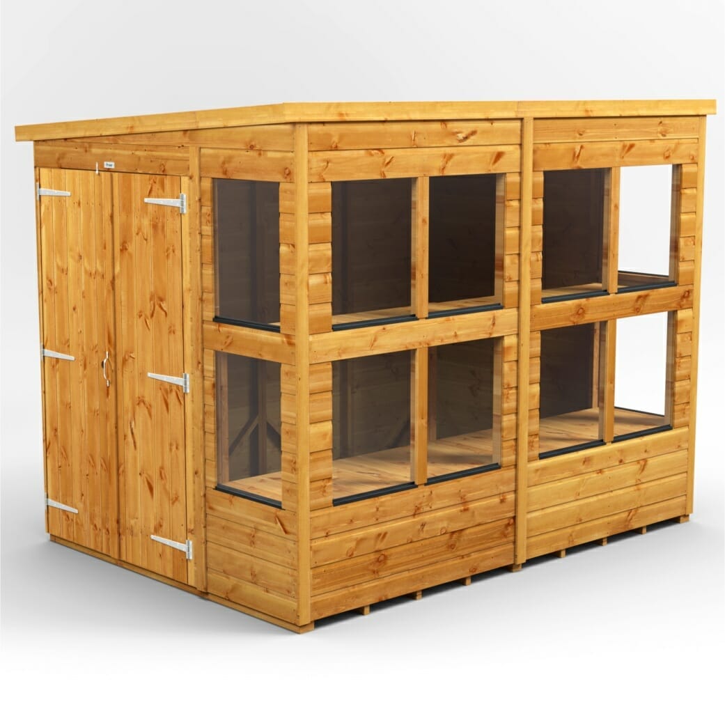 Holz-Gewächshaus mit Pultdach