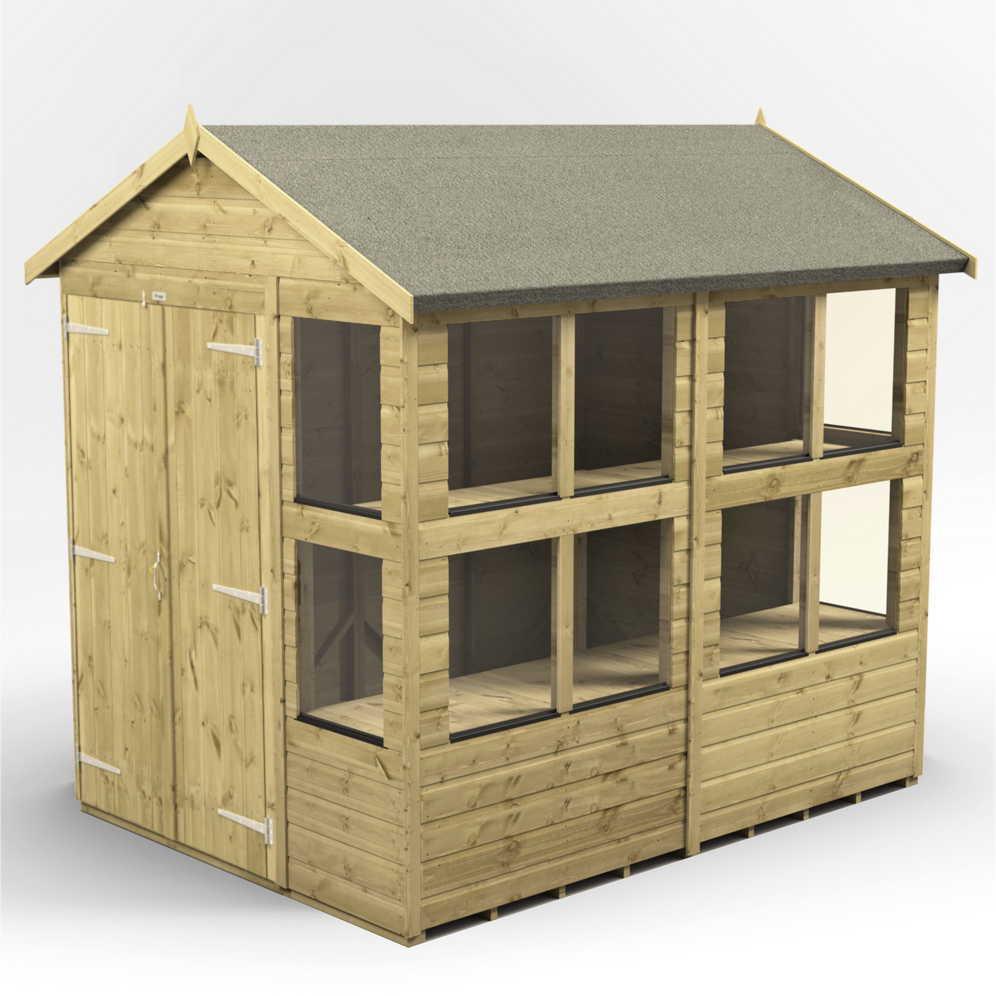 Premium Holz-Gewächshaus mit Satteldach