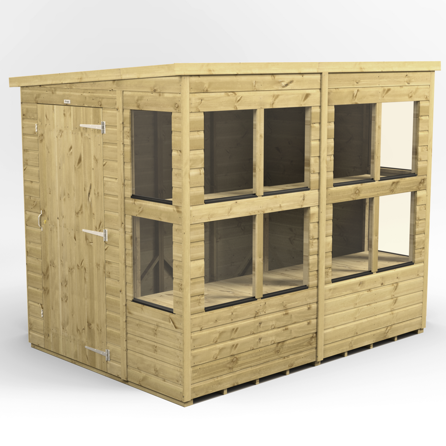 Premium Holz-Gewächshaus mit Pultdach