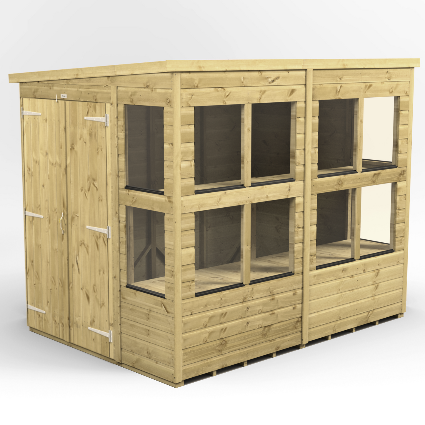 Premium Holz-Gewächshaus mit Pultdach