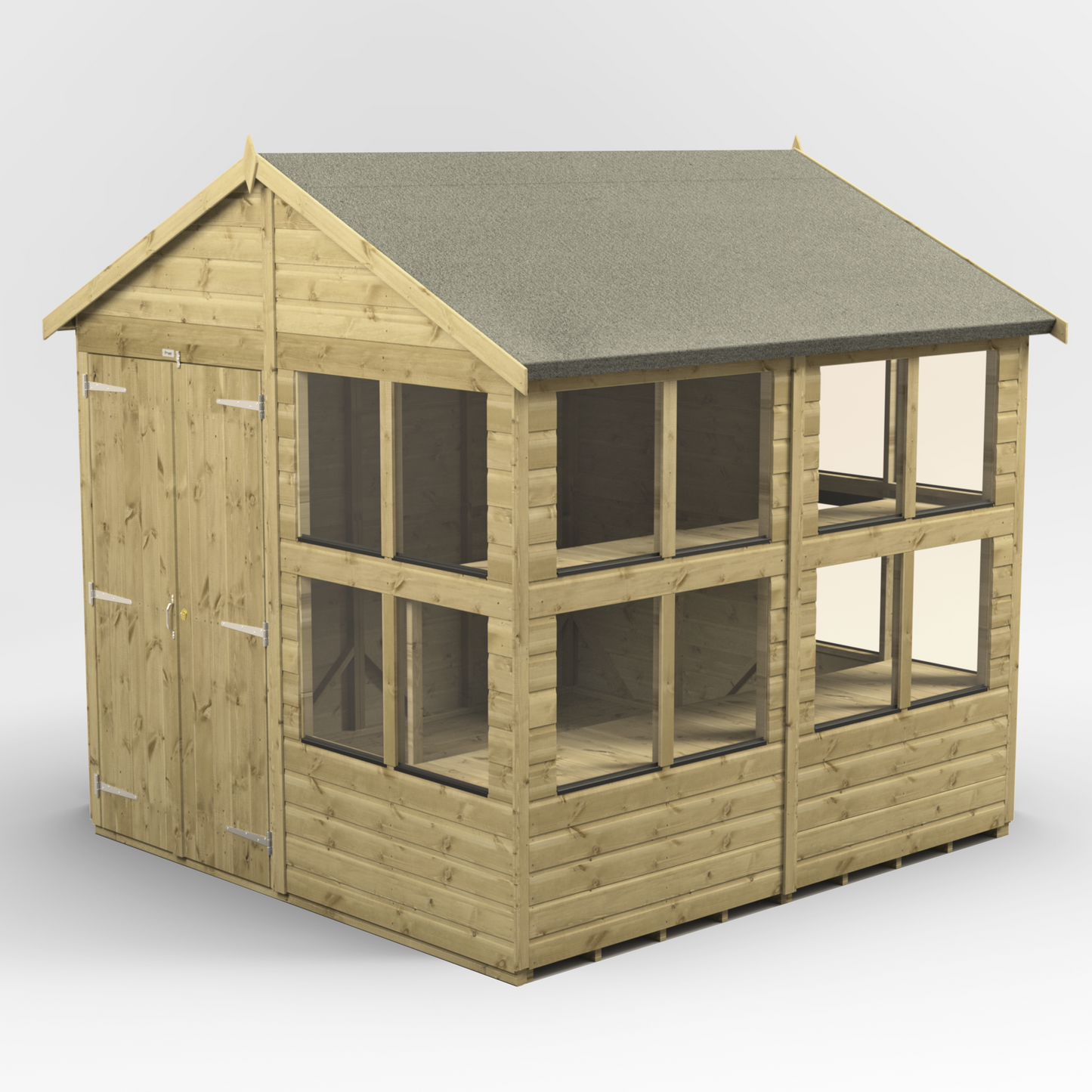 Premium Holz-Gewächshaus mit Satteldach