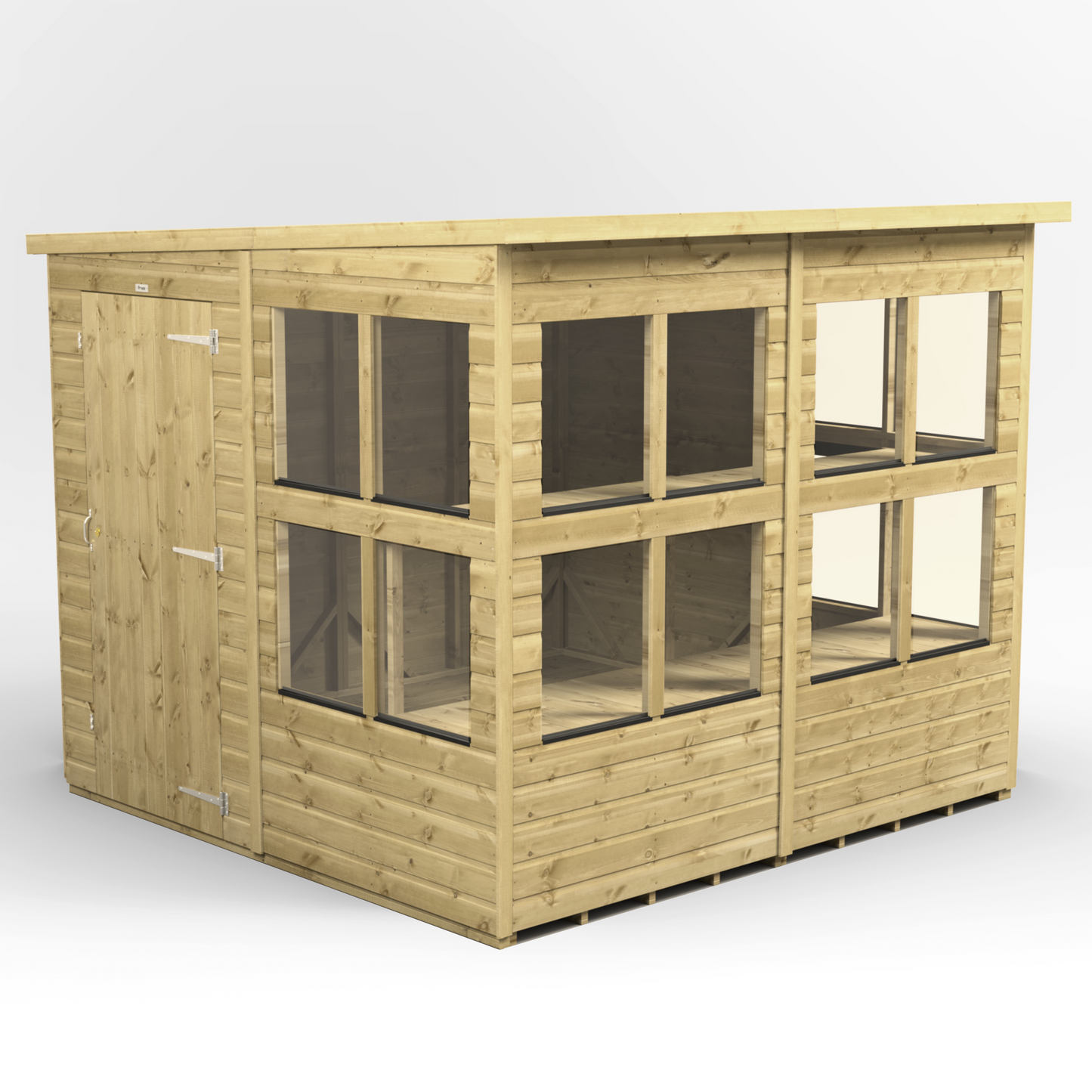 Premium Holz-Gewächshaus mit Pultdach