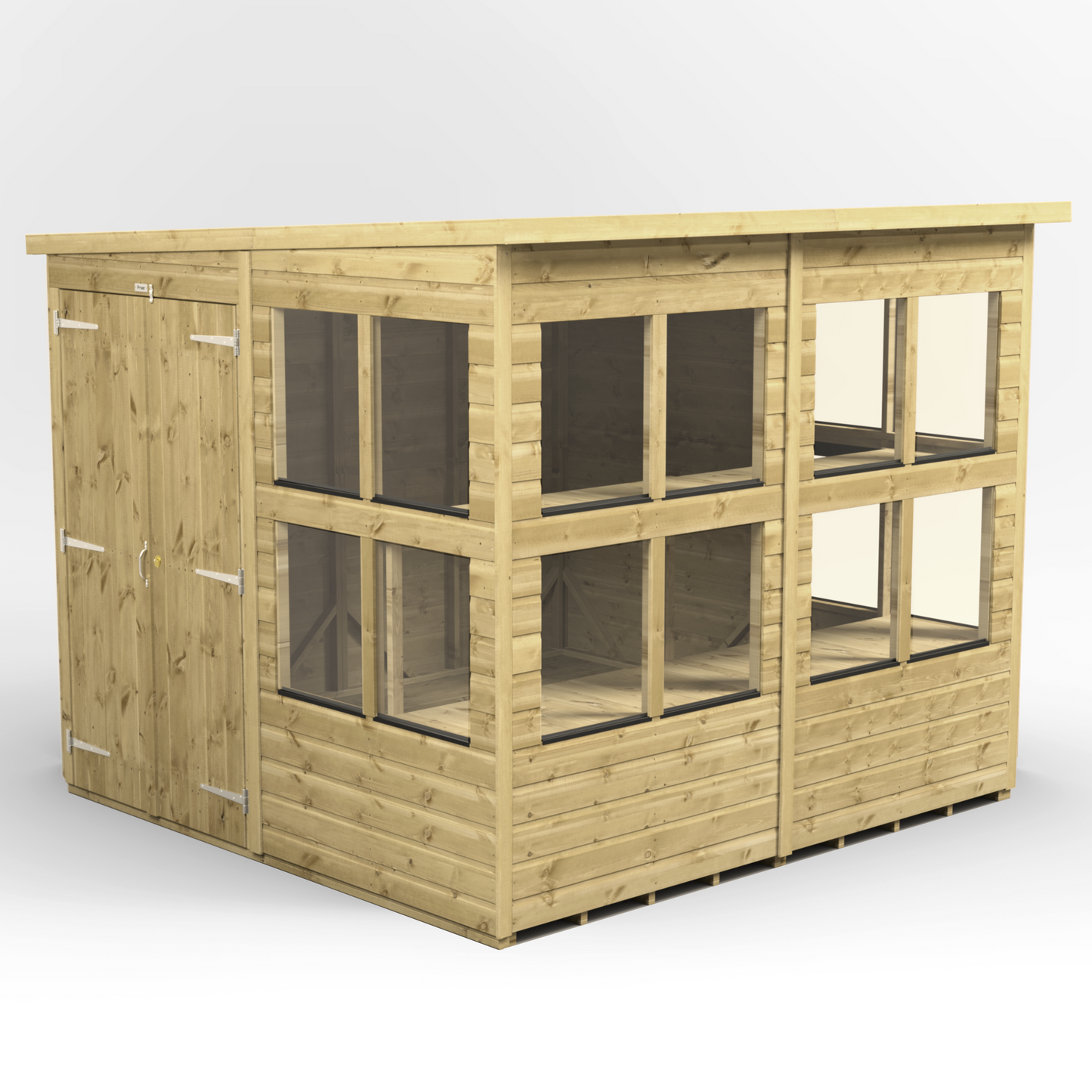 Premium Holz-Gewächshaus mit Pultdach