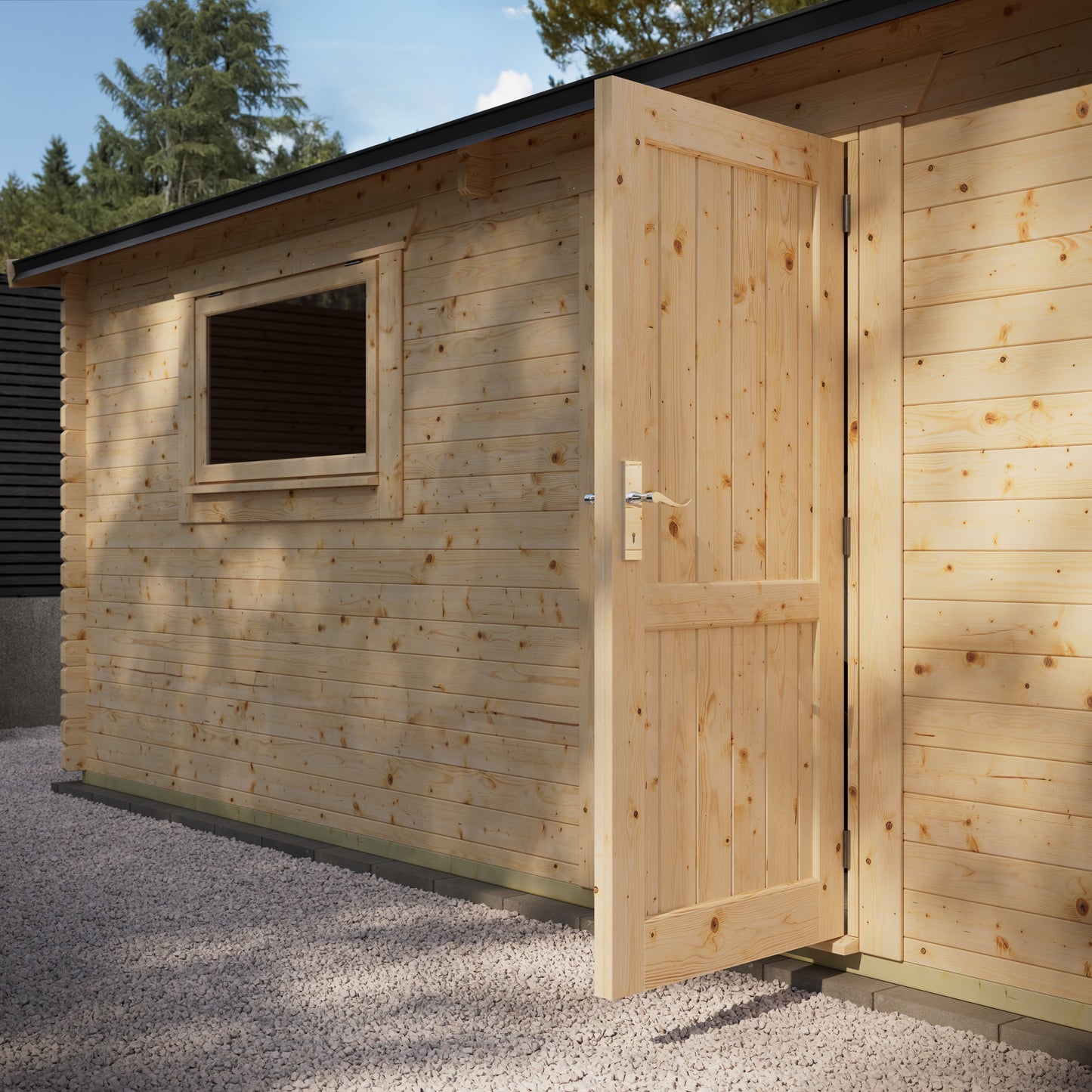 Pent Log Cabin Double Garage