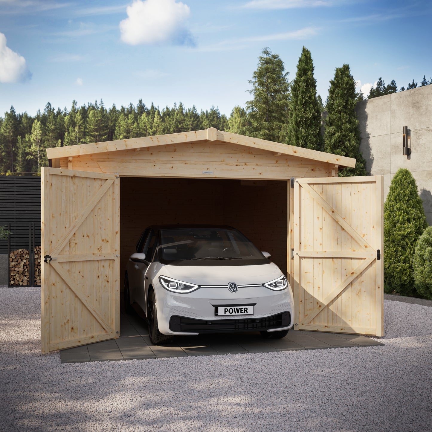 Blockhütte mit Satteldach - 44 mm