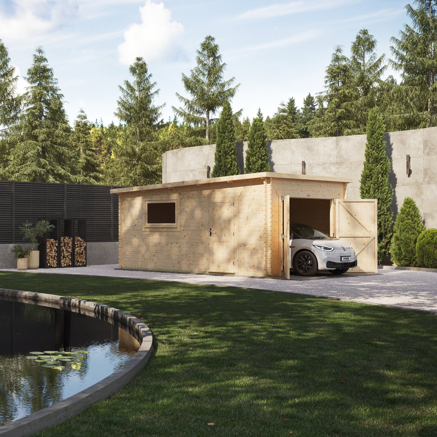 Pent Log Cabin Garage