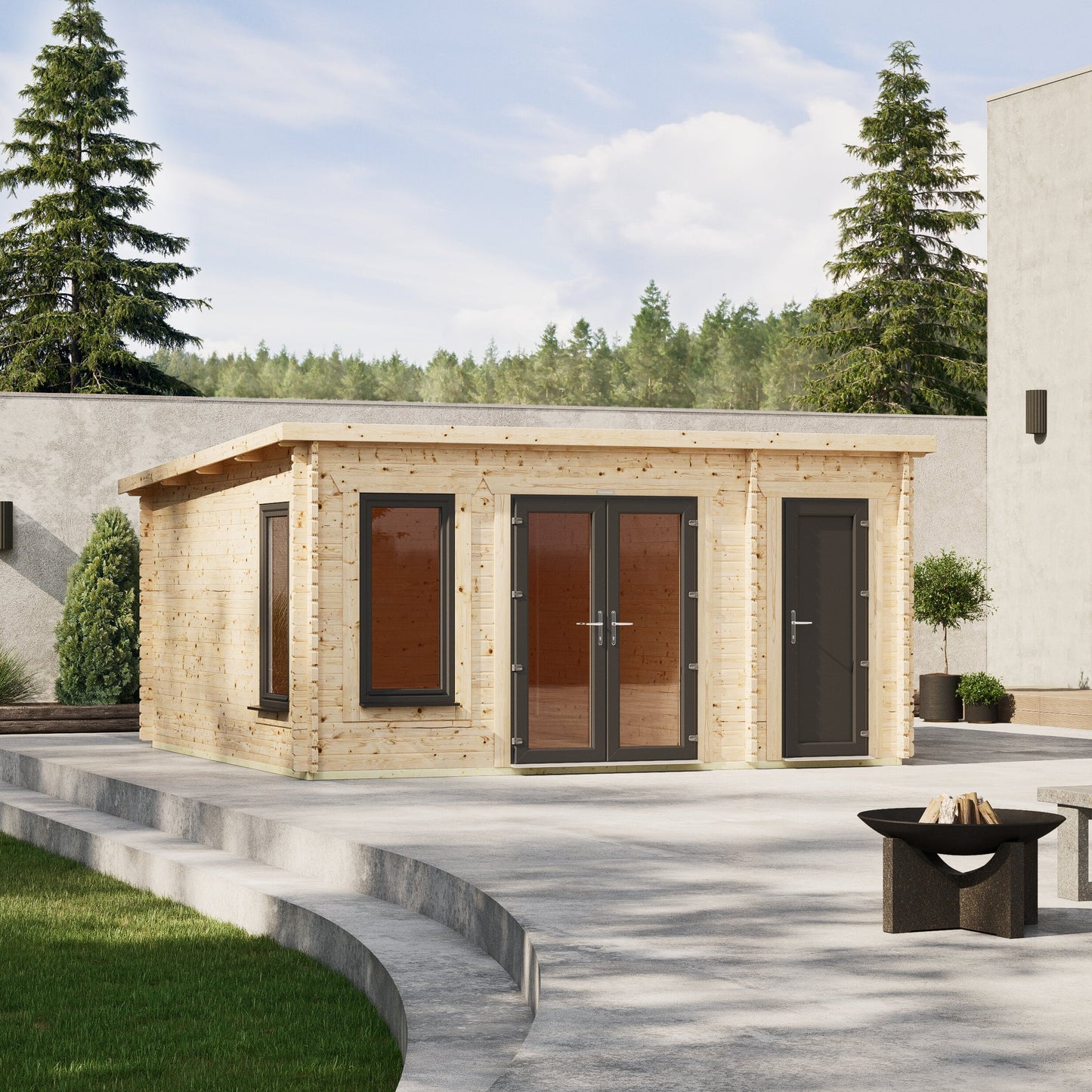 Pent Combi Log Cabin