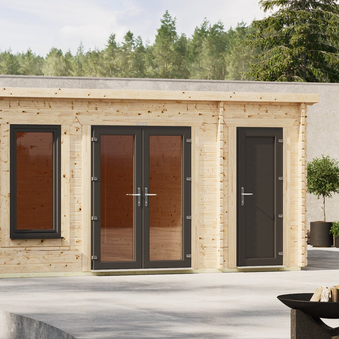Pent Combi Log Cabin