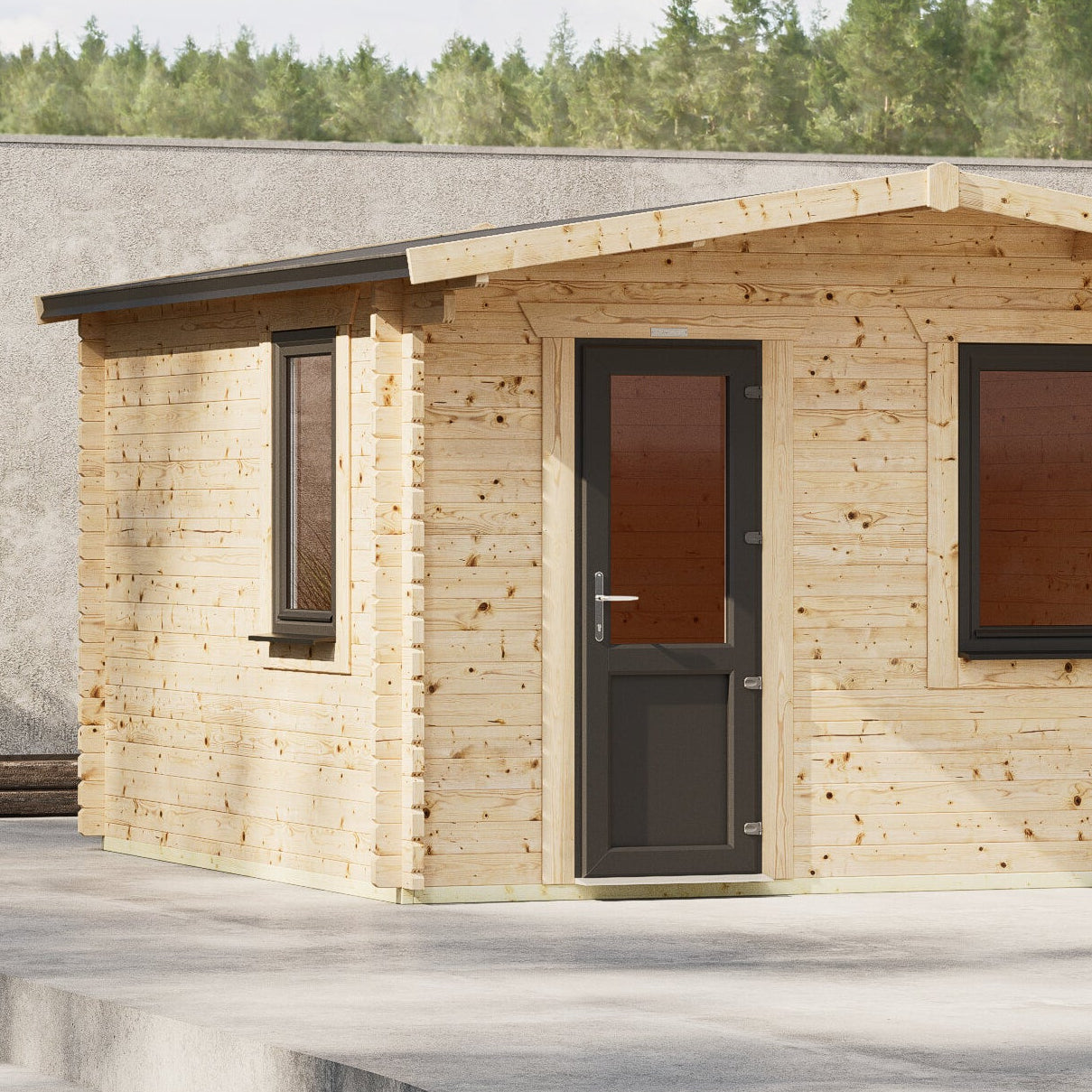 Blockhütte mit Satteldach - 44 mm