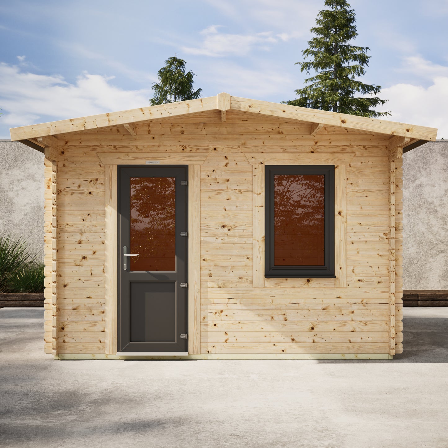 Blockhütte mit Satteldach - 44 mm