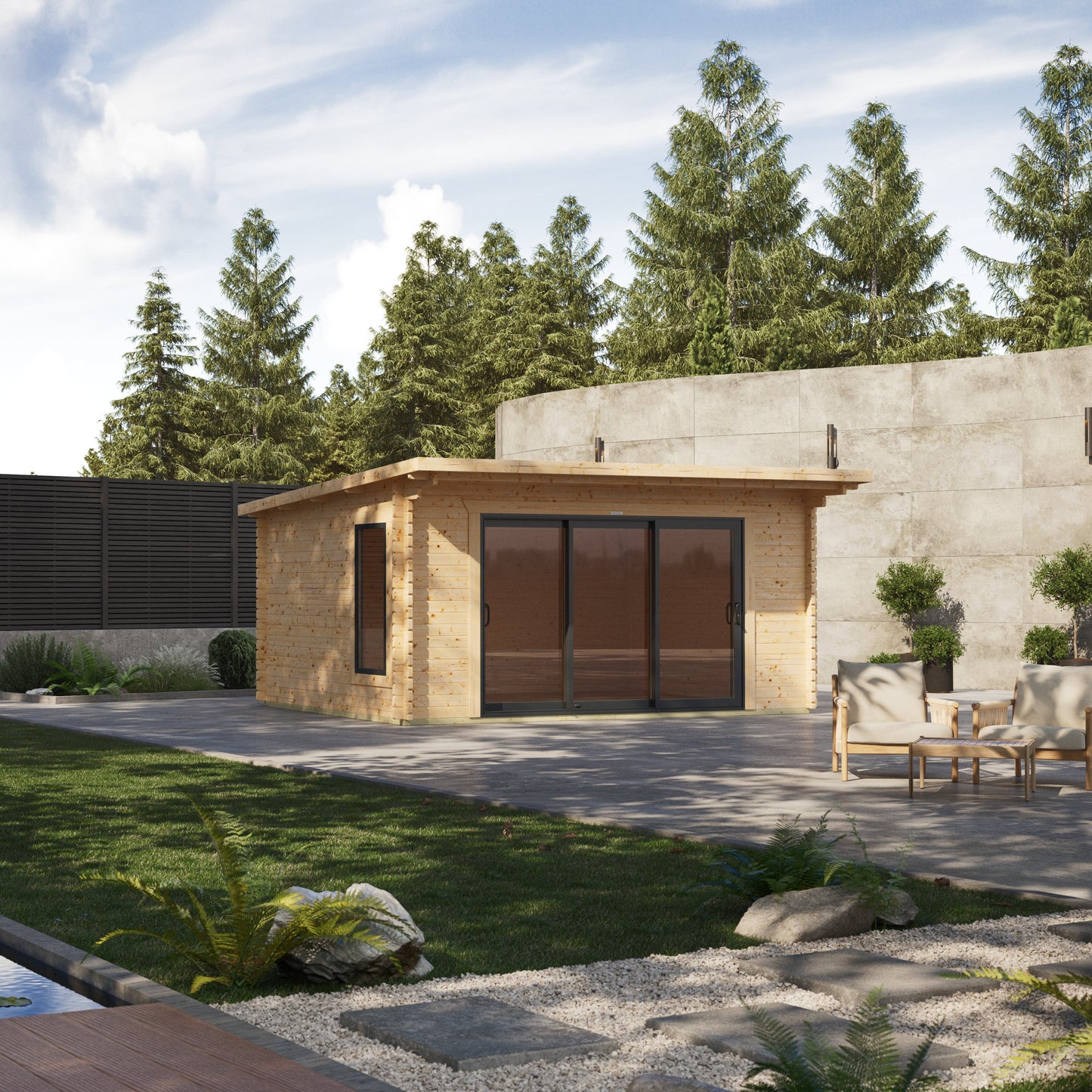 Pent Aluminium Log Cabin
