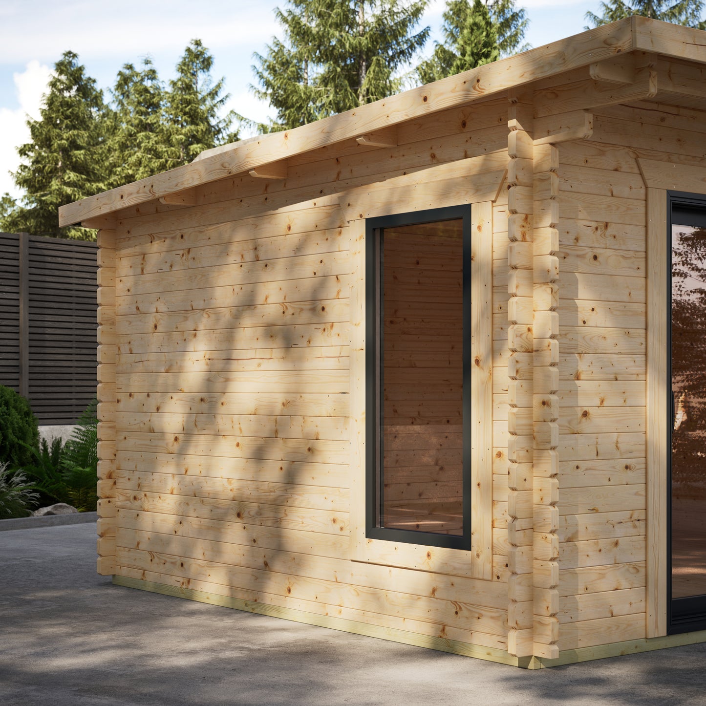 Pent Aluminium Log Cabin