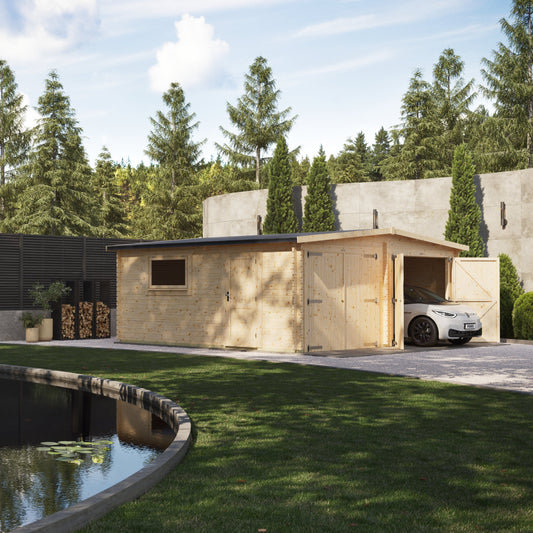 Apex Log Cabin Double Garage