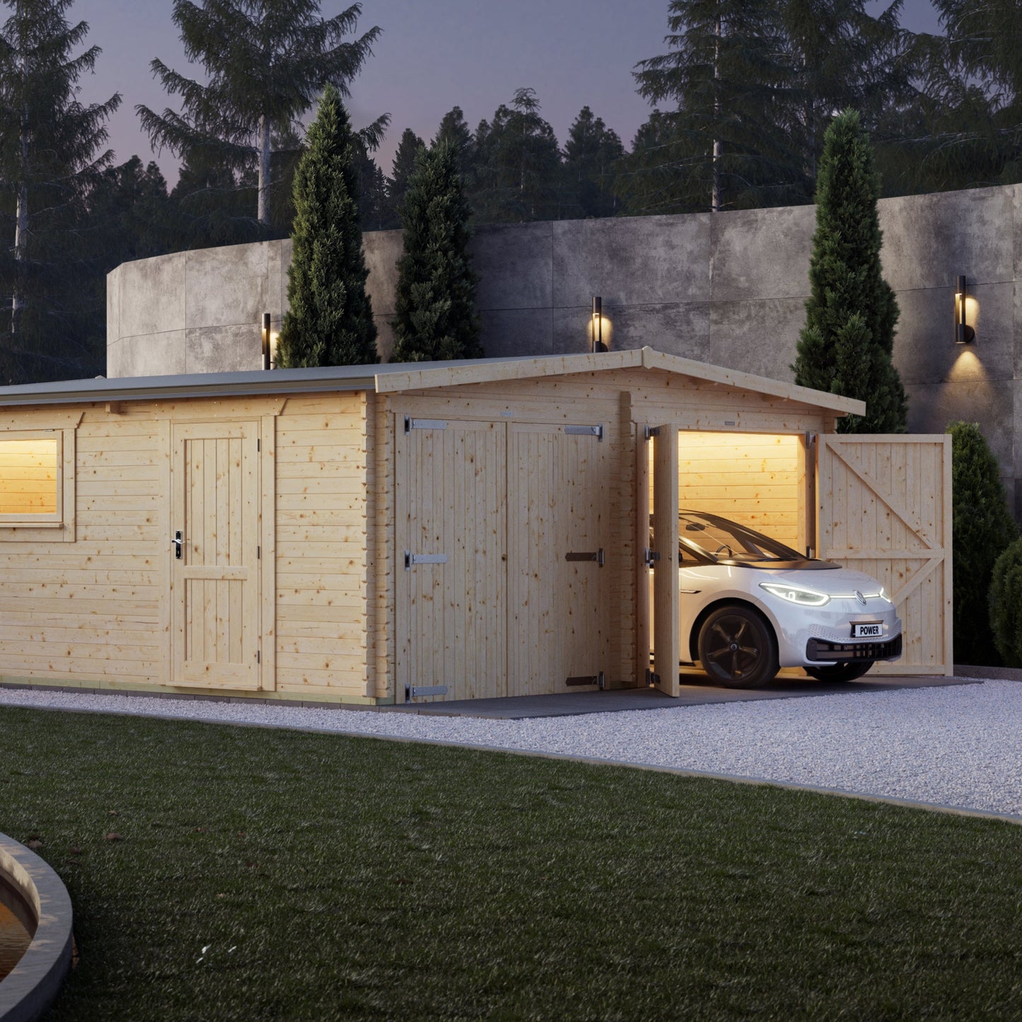 Apex Log Cabin Double Garage