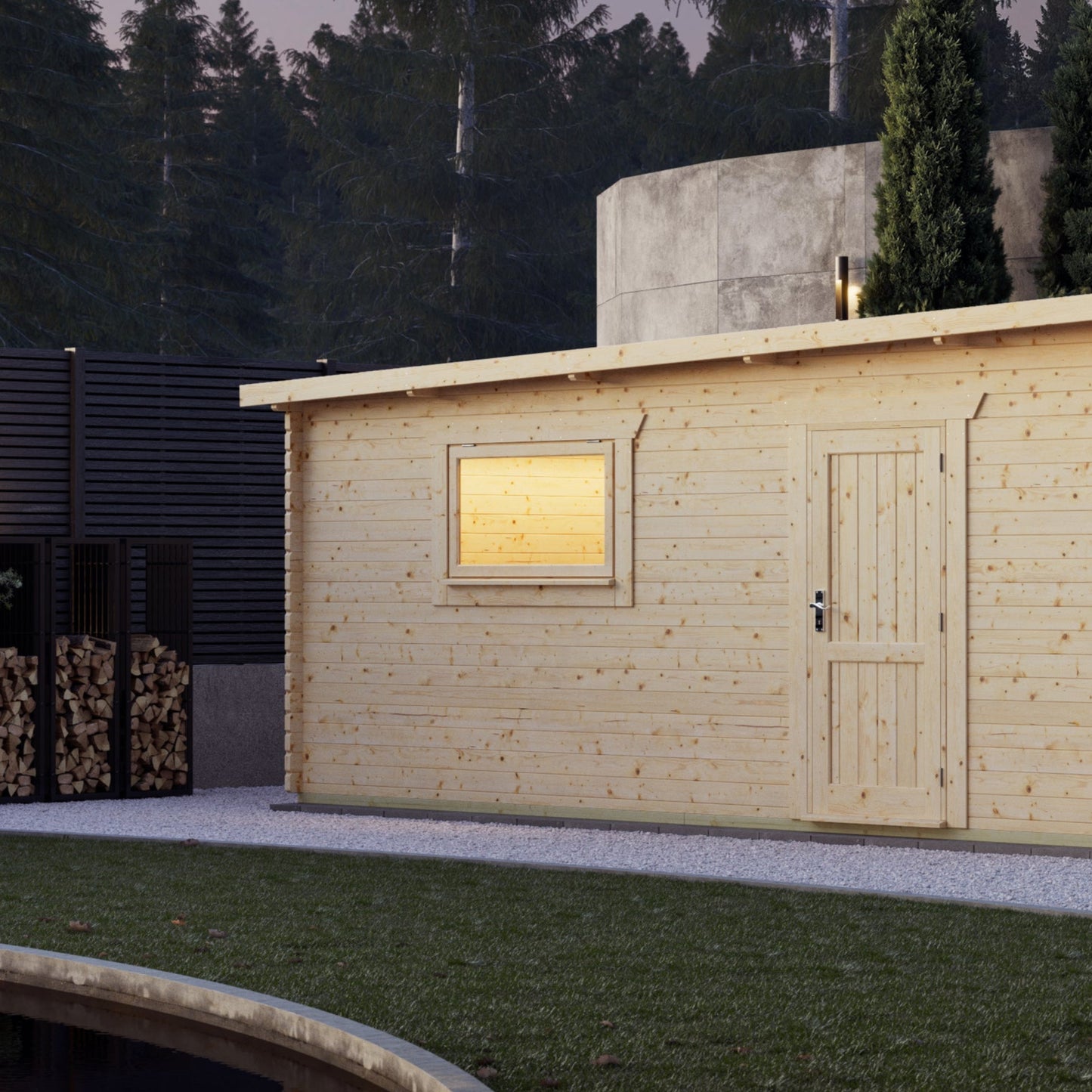 Pent Log Cabin Double Garage
